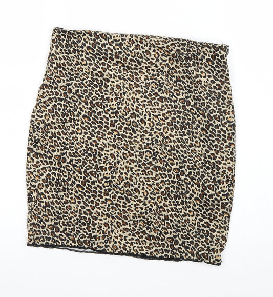 SheIn Womens Brown Animal Print Mini Skirt Size S