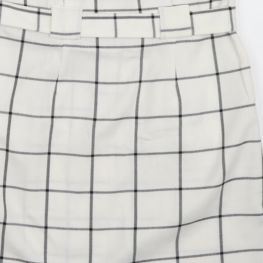 Miss Selfridge Womens White Check Mini Skirt Size 8