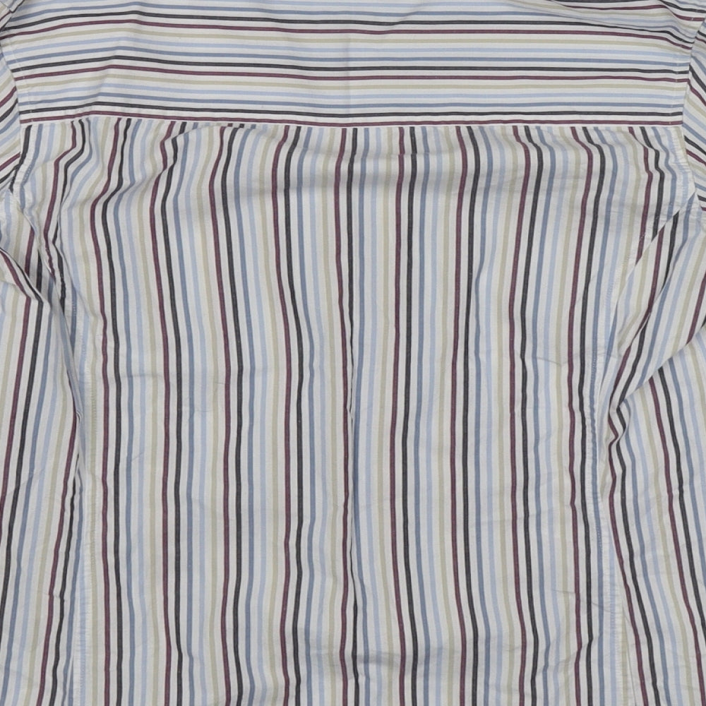 Autograph Womens White Striped Basic Blouse Size 8 - BLUE BROWN