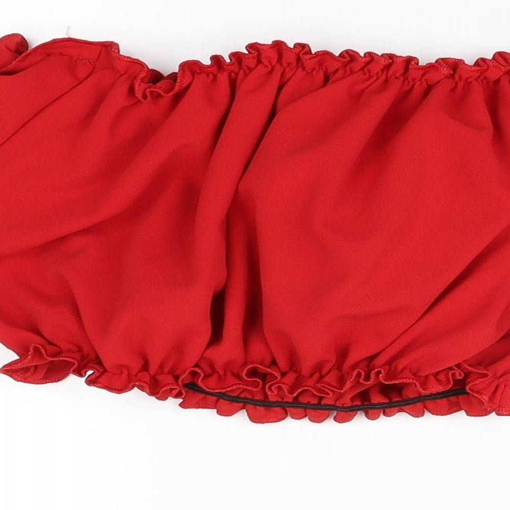 Womens UK Size 8 Preworn Red Cropped Blouse