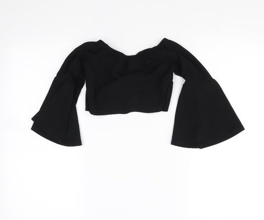 Womens UK Size 6 New Look Black Cropped Blouse