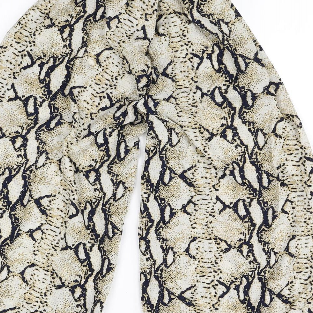 Pink Vanilla Womens Beige Animal Print Trousers Size S L25 in