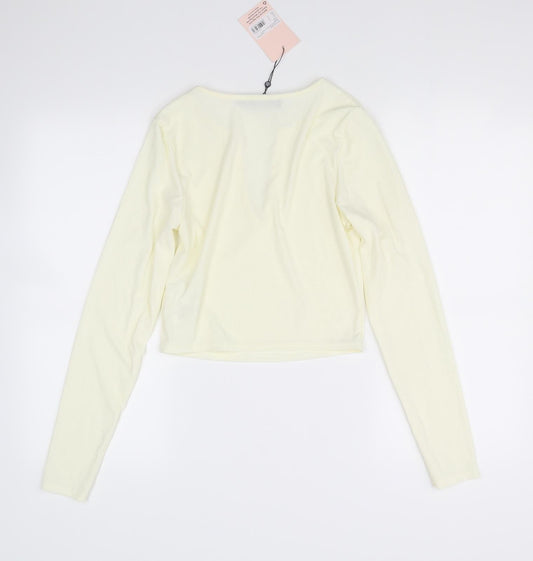 Womens UK Size 10 Missguided Yellow Basic T-Shirt