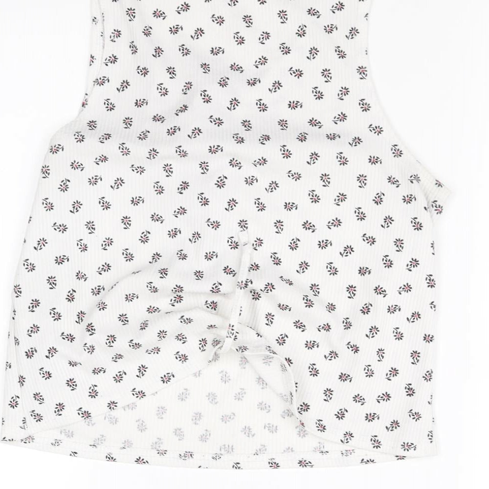Womens UK Size 8 New Look White Cropped Blouse