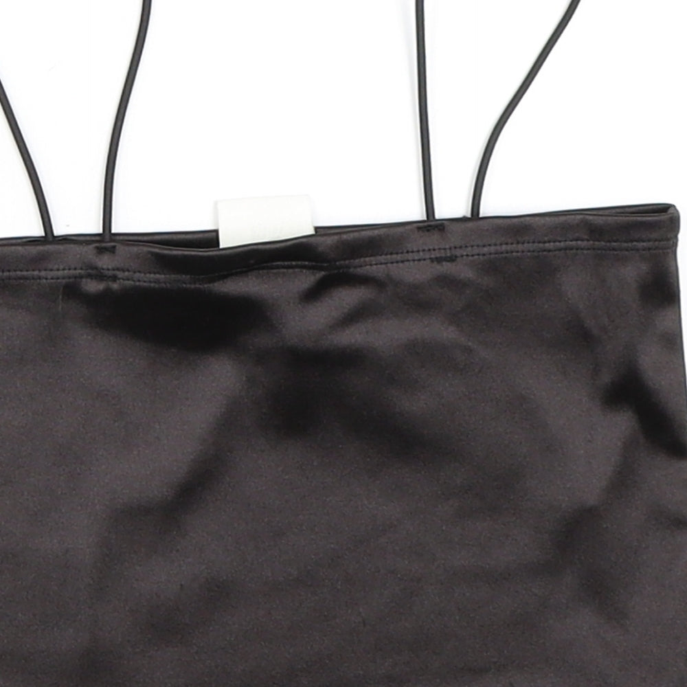 Womens UK Size XS H&M Black Cropped Blouse