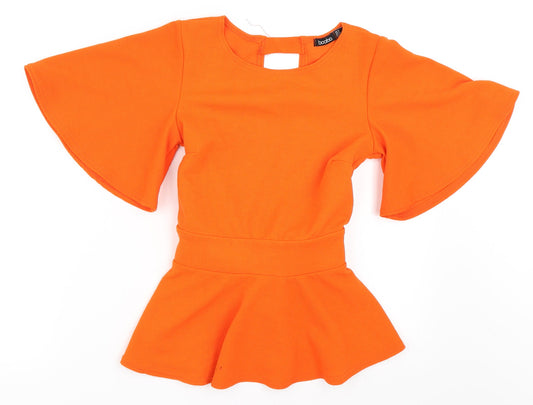 Womens UK Size 6 Boohoo Orange Basic Blouse
