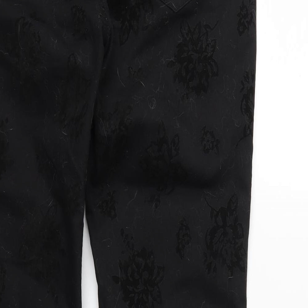 24/7 Authentic Denim Womens Black Floral Denim Skinny Jeans Size 12 L30 in