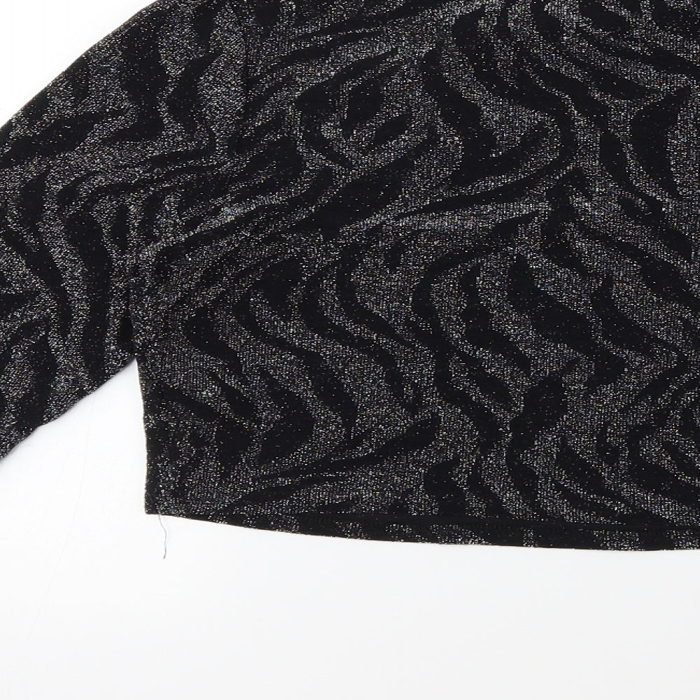 New Look Womens Black Animal Print Knit Pullover Jumper Size 14