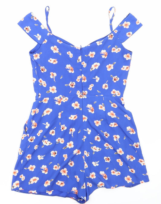 newlook Womens Blue Floral  Playsuit One-Piece Size 8
