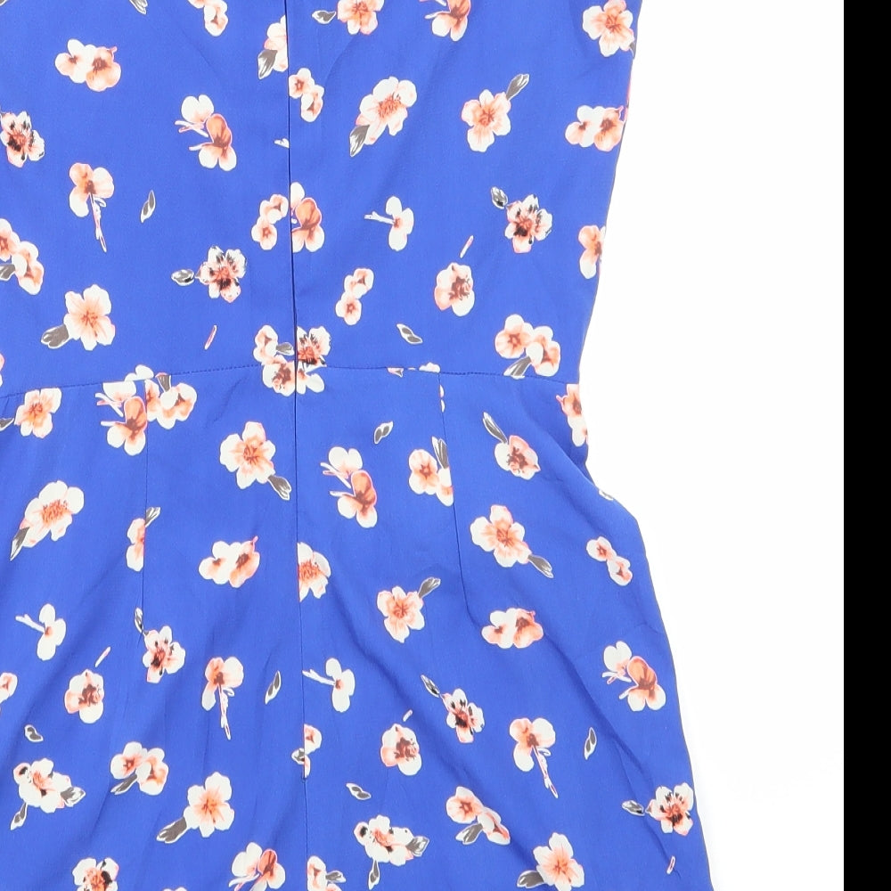 newlook Womens Blue Floral Playsuit One-Piece Size 8