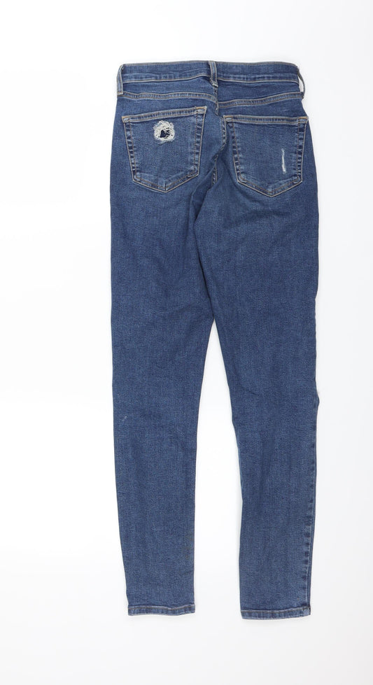 Topshop Womens Blue Denim Skinny Jeans Size 26 in L32 in - DISTRESSED