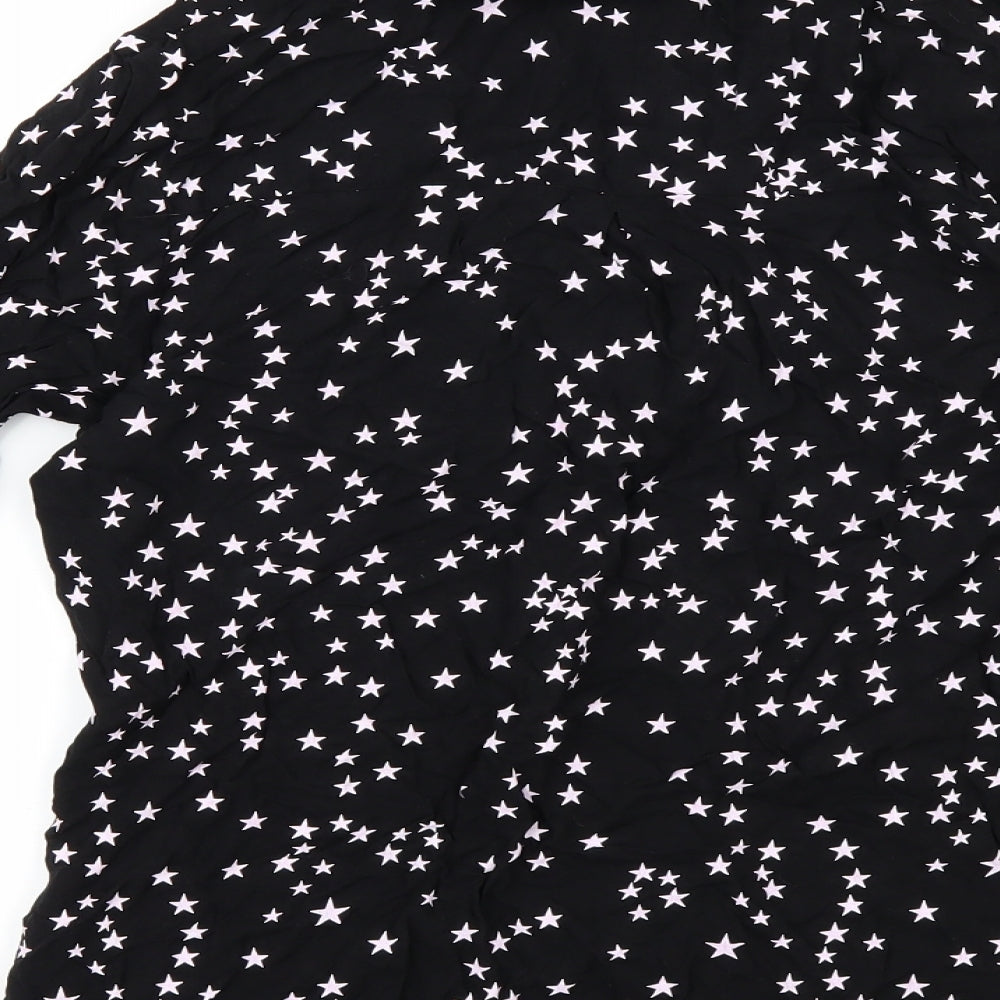 Womens UK Size 10 Papaya Black Basic Button-Up