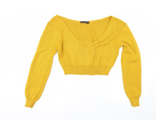 I SAW IT FIRST` Womens Yellow Herringbone Pullover Jumper Size S