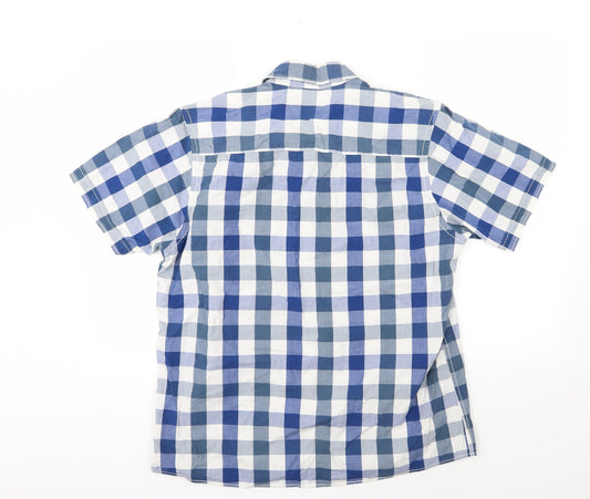 George Mens Blue Check Woven Button-Up Size L