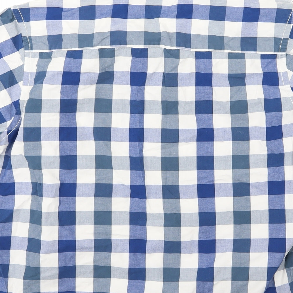 George Mens Blue Check Woven Button-Up Size L
