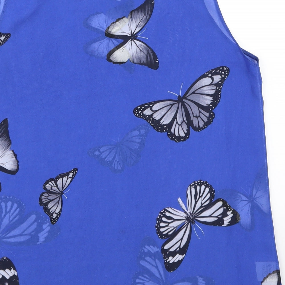 Femme Womens Blue Basic Tank Size 10 - Butterflies