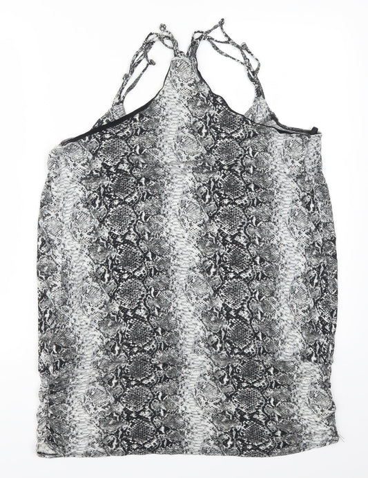 K&D Womens Grey Animal Print Basic Tank Size 16