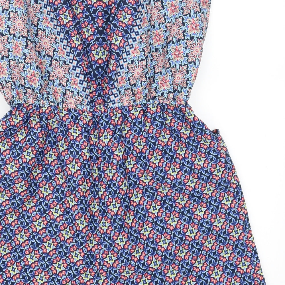 F&F Womens Blue Geometric  Playsuit One-Piece Size 10