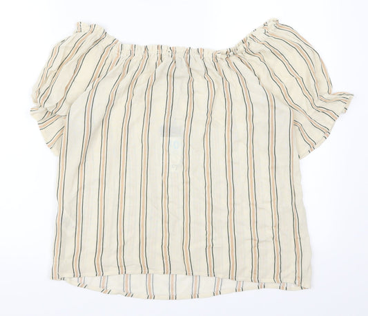 Primark Womens Beige Striped Basic Blouse Size 10