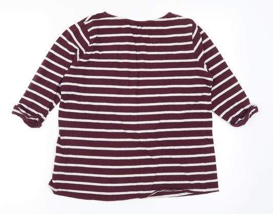 New Look Womens Purple Striped Basic T-Shirt Size 6