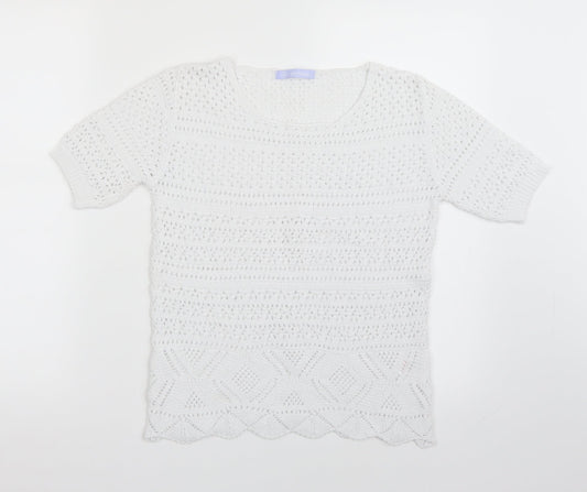 Womens UK Size 8 Avenue White Basic T-Shirt