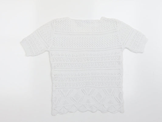 Avenue Womens White Basic T-Shirt Size 8