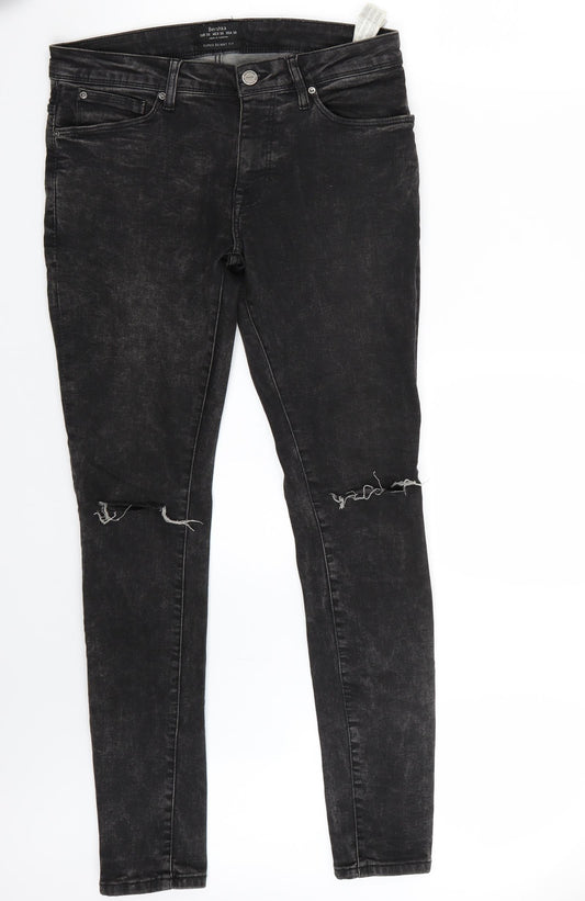 Womens UK Size 30 Bershka Regular Fit Skinny Black Jeans