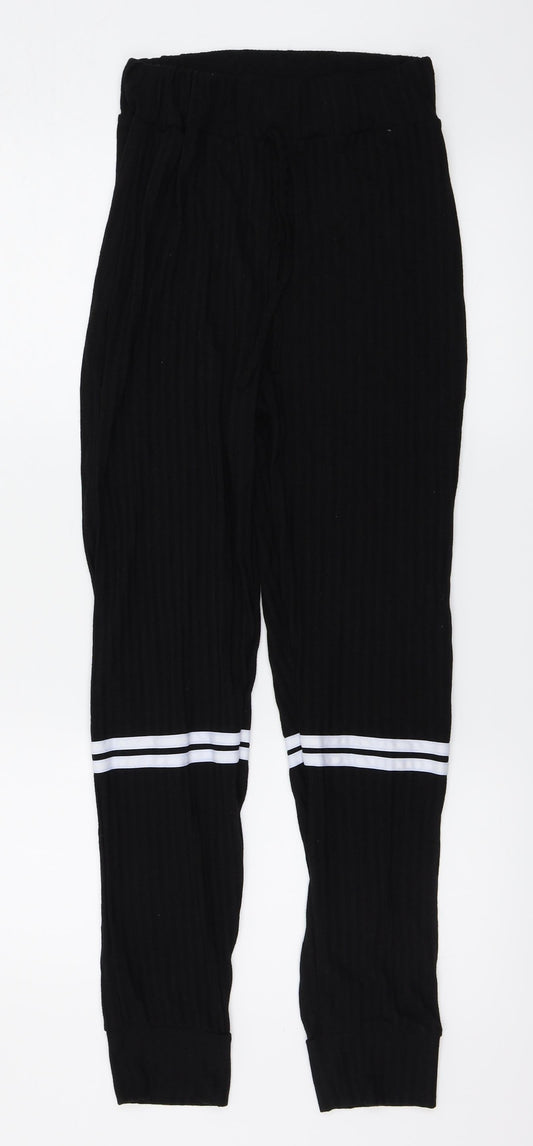 Womens UK Size M PRETTYLITTLETHING Regular Fit Black Trousers
