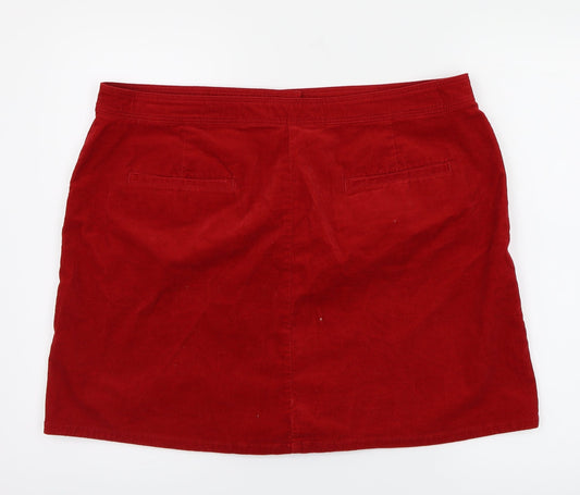 Marks and Spencer Womens Red Corduroy A-Line Skirt Size 38 in