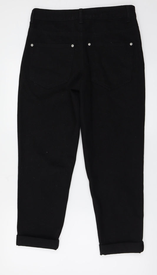 PRETTYLITTLETHING Womens Black Straight Jeans Size 10 L25 in