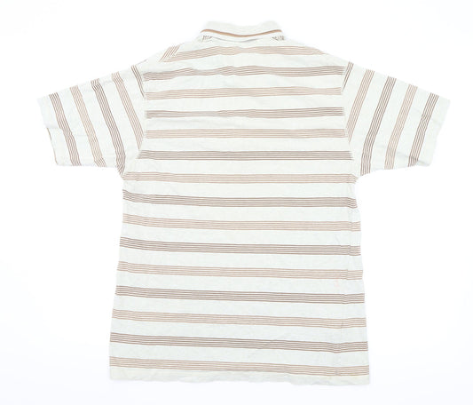 Marks and Spencer Mens Beige Striped Polo Size M