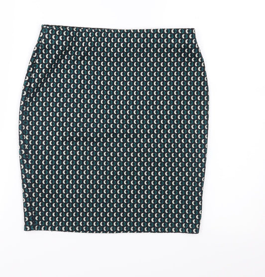 Dorothy Perkins Womens Green Geometric Jersey Straight & Pencil Skirt Size 8