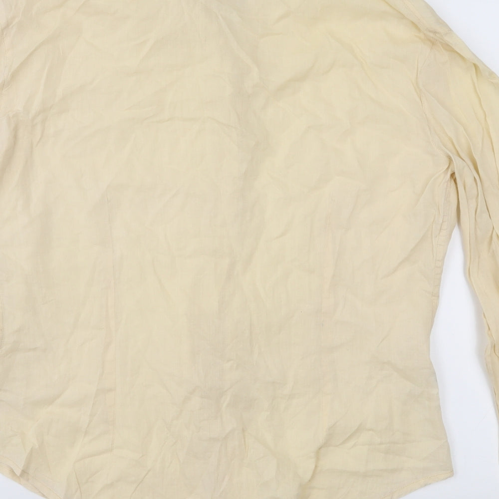Womens UK Size 10 MNG Yellow Basic Button-Up