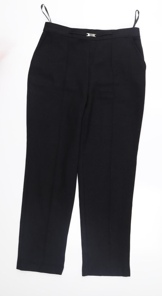 Womens UK Size 10 Papaya Regular Fit Black Trousers