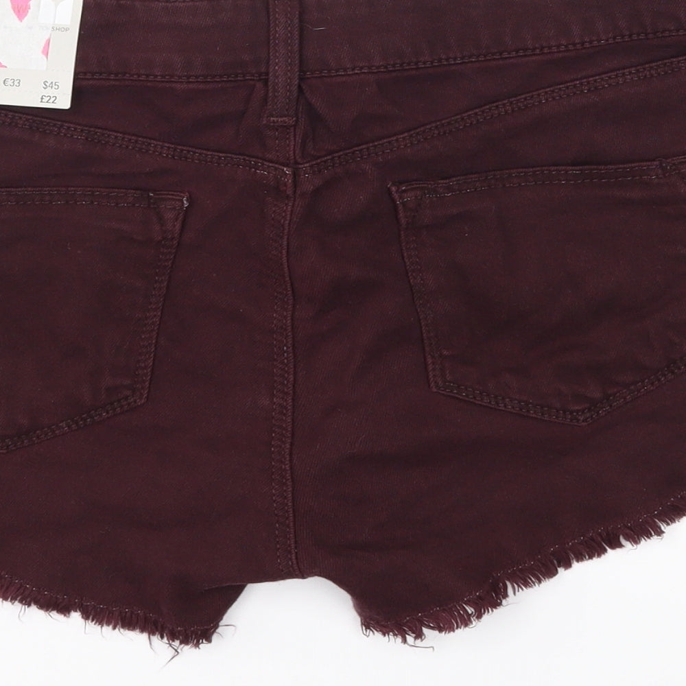 Topshop Womens Purple  Denim Cut-Off Shorts Size 12