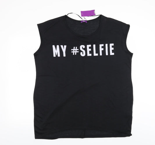 Womens UK Size 20 F&F Black Basic T-Shirt