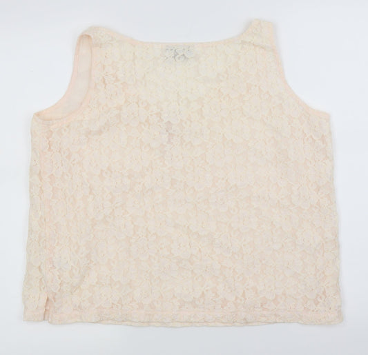 Together Womens Pink Floral Lace Basic Blouse Size 18