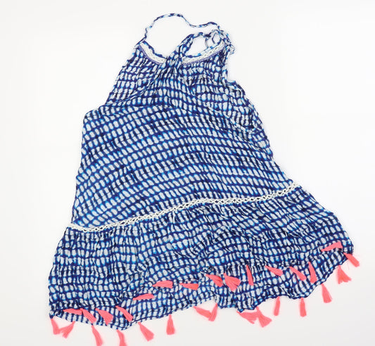 Papaya Womens Blue Polka Dot Basic Blouse Size S