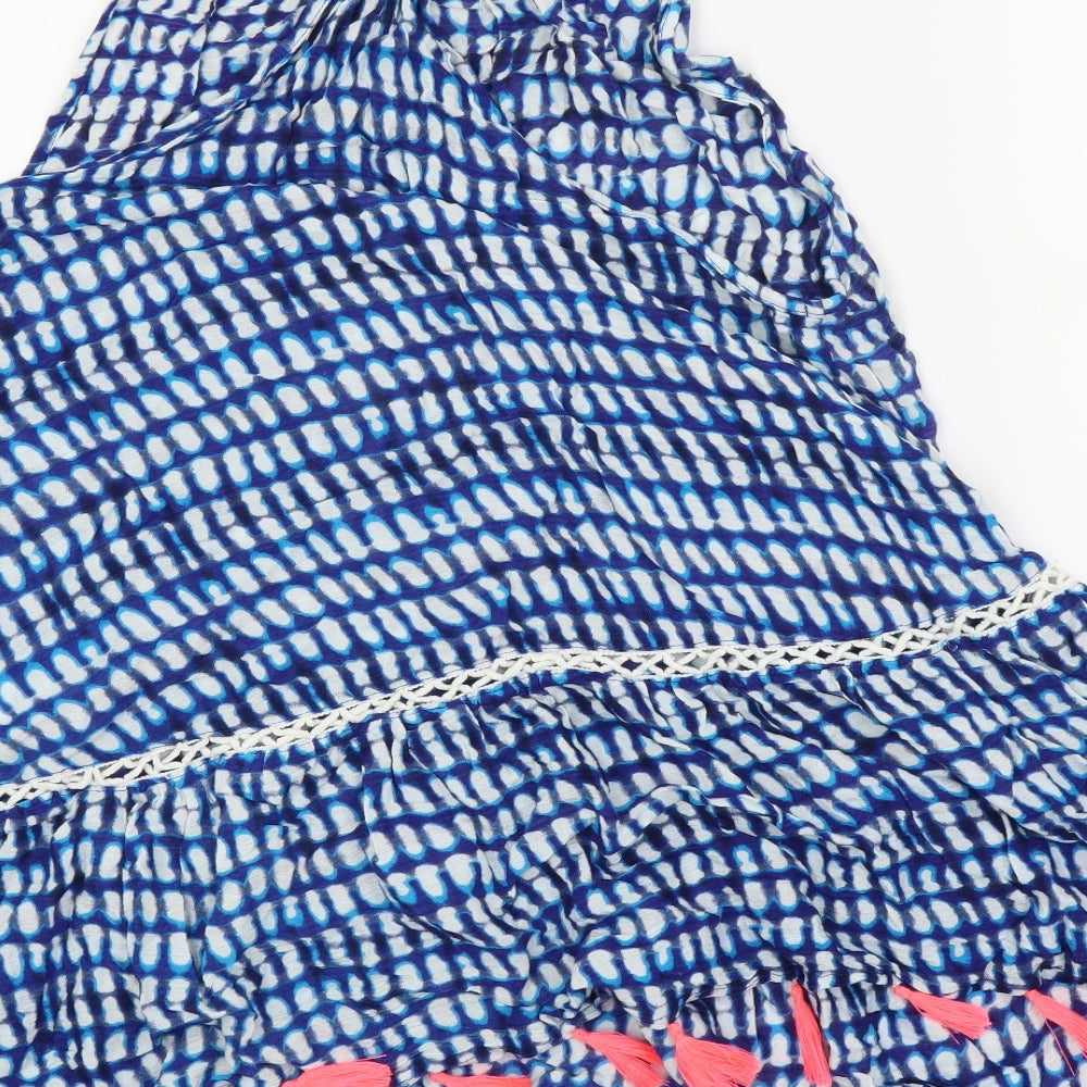 Papaya Womens Blue Polka Dot Basic Blouse Size S