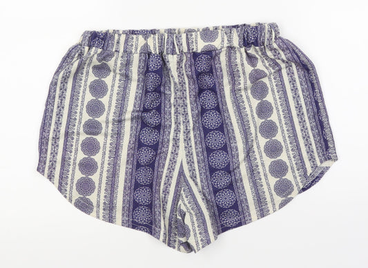 Missguided Womens Blue Striped  Hot Pants Shorts Size 8