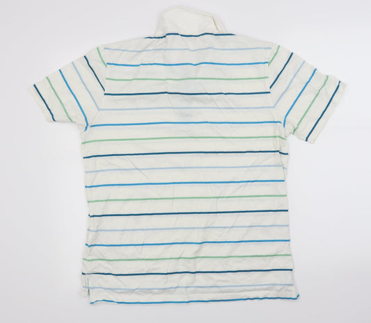 Ungaro Mens White Striped Polo Size M