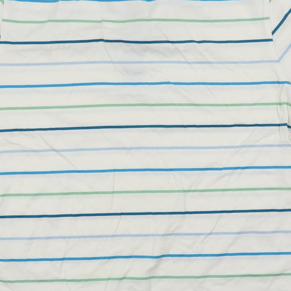 Ungaro Mens White Striped Polo Size M