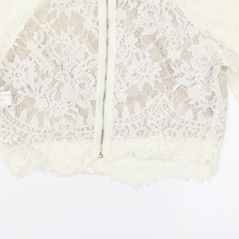 PRETTYLITTLETHING Womens Ivory Cropped Blouse Size 8