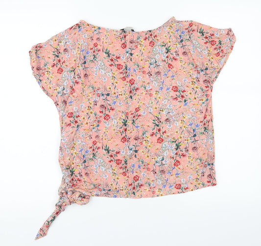 F&F Womens Pink Floral Cropped Blouse Size 8