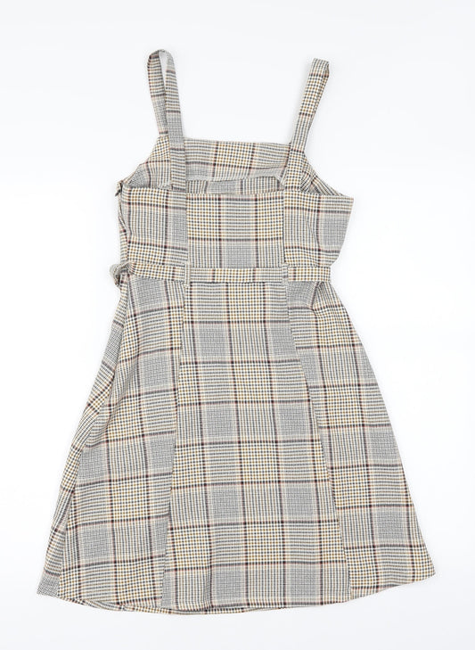 Primark Womens Brown Gingham Fit & Flare Size 4