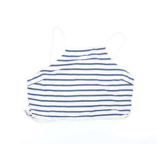 ASOS Womens White Striped Cropped T-Shirt Size 10