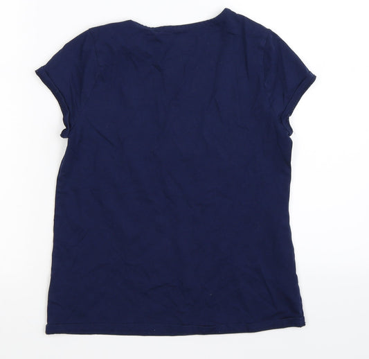 Land's End Womens Blue Basic T-Shirt Size M - Space Rocket