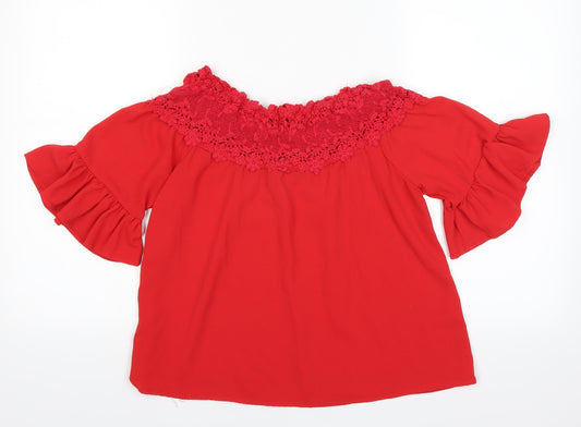 Womens UK Size 8 Quiz Red Basic Blouse