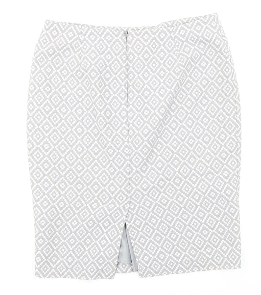 M&S Womens Grey Argyle/Diamond  A-Line Skirt Size 14