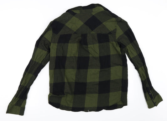 Womens UK Size 36 H&M Green Basic Button-Up